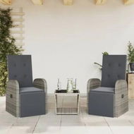 Detailed information about the product 3 Piece Garden Dining Set with Cushions Grey Poly Rattan