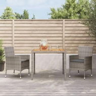 Detailed information about the product 3 Piece Garden Dining Set with Cushions Grey Poly Rattan