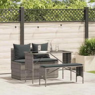 Detailed information about the product 3 Piece Garden Dining Set with Cushions Grey Poly Rattan