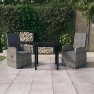 Detailed information about the product 3 Piece Garden Dining Set with Cushions Grey