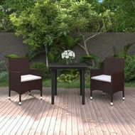 Detailed information about the product 3 Piece Garden Dining Set with Cushions Poly Rattan and Glass