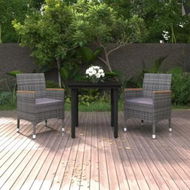 Detailed information about the product 3 Piece Garden Dining Set with Cushions Poly Rattan and Glass