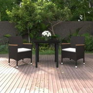 Detailed information about the product 3 Piece Garden Dining Set with Cushions Poly Rattan and Glass