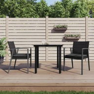 Detailed information about the product 3 Piece Garden Dining Set with Cushions Poly Rattan and Steel