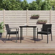 Detailed information about the product 3 Piece Garden Dining Set with Cushions Poly Rattan and Steel