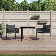 Detailed information about the product 3 Piece Garden Dining Set with Cushions Poly Rattan and Steel