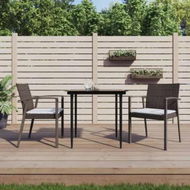 Detailed information about the product 3 Piece Garden Dining Set with Cushions Poly Rattan and Steel