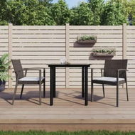 Detailed information about the product 3 Piece Garden Dining Set with Cushions Poly Rattan and Steel