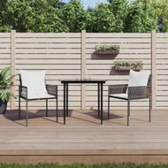 Detailed information about the product 3 Piece Garden Dining Set with Cushions Poly Rattan and Steel