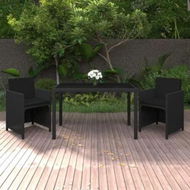 Detailed information about the product 3 Piece Garden Dining Set with Cushions Poly Rattan Black