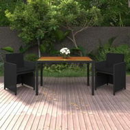 Detailed information about the product 3 Piece Garden Dining Set with Cushions Poly Rattan Black