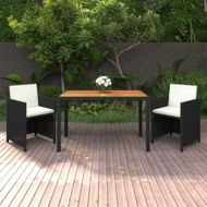 Detailed information about the product 3 Piece Garden Dining Set with Cushions Poly Rattan Black