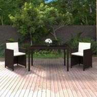 Detailed information about the product 3 Piece Garden Dining Set with Cushions Poly Rattan Brown