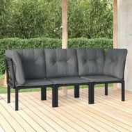 Detailed information about the product 3 Piece Garden Lounge Set Black and Grey Poly Rattan