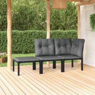 Detailed information about the product 3 Piece Garden Lounge Set Black And Grey Poly Rattan