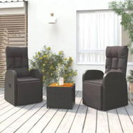 Detailed information about the product 3 Piece Garden Lounge Set Black Poly Rattan&Solid Wood Acacia