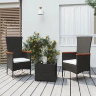 Detailed information about the product 3 Piece Garden Lounge Set Black Poly Rattan&Steel