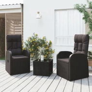 Detailed information about the product 3 Piece Garden Lounge Set Black Poly Rattan&Steel