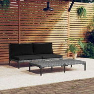 Detailed information about the product 3 Piece Garden Lounge Set Dark Grey Half Round Poly Rattan