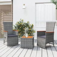 Detailed information about the product 3 Piece Garden Lounge Set Grey Poly Rattan&Solid Wood Acacia