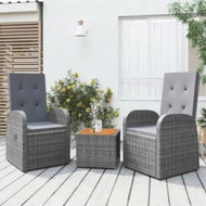 Detailed information about the product 3 Piece Garden Lounge Set Grey Poly Rattan&Solid Wood Acacia