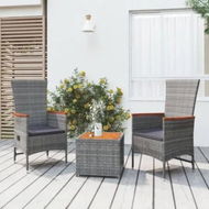 Detailed information about the product 3 Piece Garden Lounge Set Grey Poly Rattan&Solid Wood Acacia