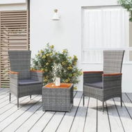 Detailed information about the product 3 Piece Garden Lounge Set Grey Poly Rattan&Solid Wood Acacia