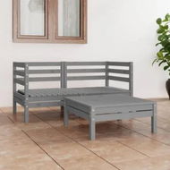 Detailed information about the product 3 Piece Garden Lounge Set Grey Solid Pinewood