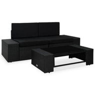 Detailed information about the product 3 Piece Garden Lounge Set Poly Rattan Black