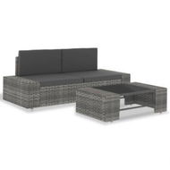 Detailed information about the product 3 Piece Garden Lounge Set Poly Rattan Grey