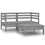 Detailed information about the product 3 Piece Garden Lounge Set Solid Pinewood Grey