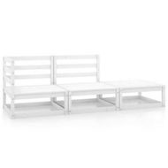 Detailed information about the product 3 Piece Garden Lounge Set White Solid Pinewood