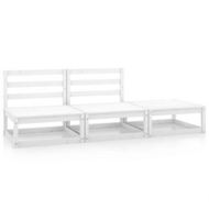 Detailed information about the product 3 Piece Garden Lounge Set White Solid Pinewood