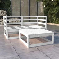 Detailed information about the product 3 Piece Garden Lounge Set White Solid Pinewood