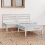 Detailed information about the product 3 Piece Garden Lounge Set White Solid Wood Pine