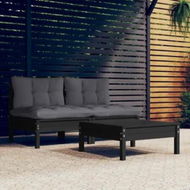 Detailed information about the product 3 Piece Garden Lounge Set with Anthracite Cushions Pinewood