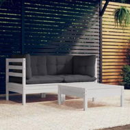 Detailed information about the product 3 Piece Garden Lounge Set with Anthracite Cushions Pinewood