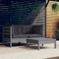 Detailed information about the product 3 Piece Garden Lounge Set with Anthracite Cushions Pinewood