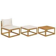 Detailed information about the product 3 Piece Garden Lounge Set With Cream Cushions Solid Acacia Wood