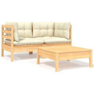 Detailed information about the product 3 Piece Garden Lounge Set With Cream Cushions Solid Pinewood