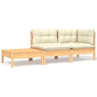 Detailed information about the product 3 Piece Garden Lounge Set with Cream Cushions Solid Pinewood