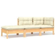 Detailed information about the product 3 Piece Garden Lounge Set with Cream Cushions Solid Pinewood