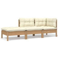 Detailed information about the product 3 Piece Garden Lounge Set With Cream Cushions Solid Pinewood