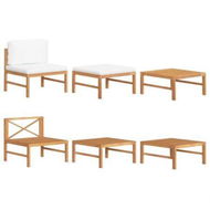 Detailed information about the product 3 Piece Garden Lounge Set With Cream Cushions Teak Wood