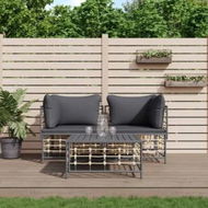 Detailed information about the product 3 Piece Garden Lounge Set with Cushions Anthracite Poly Rattan