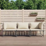 Detailed information about the product 3 Piece Garden Lounge Set with Cushions Anthracite Poly Rattan