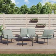 Detailed information about the product 3 Piece Garden Lounge Set with Cushions Anthracite Steel