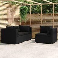 Detailed information about the product 3 Piece Garden Lounge Set With Cushions Black Poly Rattan