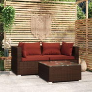 Detailed information about the product 3 Piece Garden Lounge Set With Cushions Brown Poly Rattan