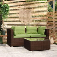 Detailed information about the product 3 Piece Garden Lounge Set With Cushions Brown Poly Rattan